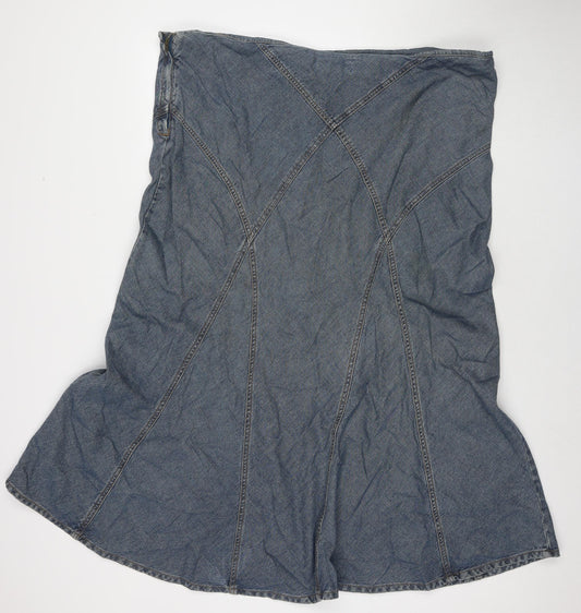 Cherokee Womens Blue Cotton Trumpet Skirt Size 46 in Zip