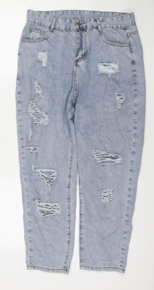 Jeans Womens Blue Polyester Blend Mom Jeans Size 30 in L24 in Regular Zip