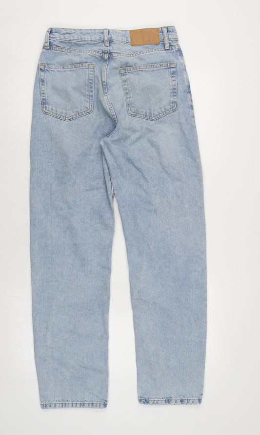 Denim & Co. Womens Blue Cotton Straight Jeans Size 8 L29 in Regular Zip
