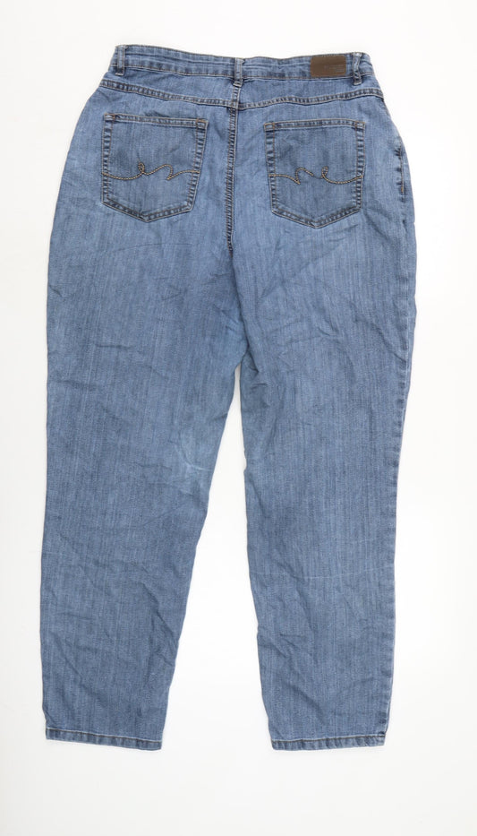 Marks and Spencer Womens Blue Cotton Straight Jeans Size 32 in L28.5 in Regular Zip