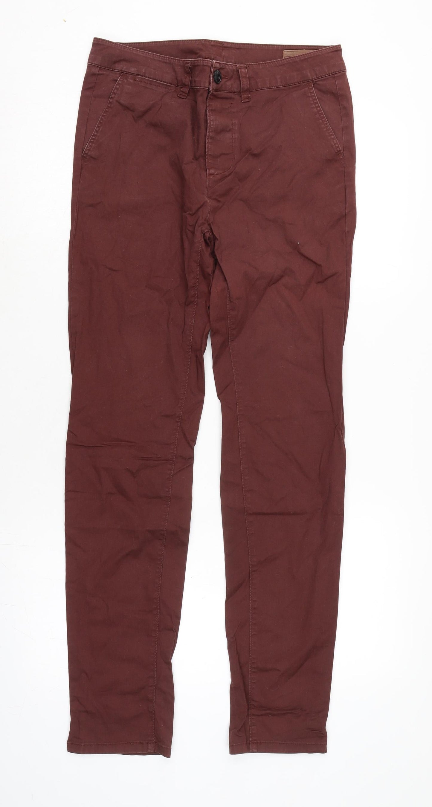 ASOS Mens Red Cotton Blend Straight Jeans Size 28 in L32 in Regular Zip