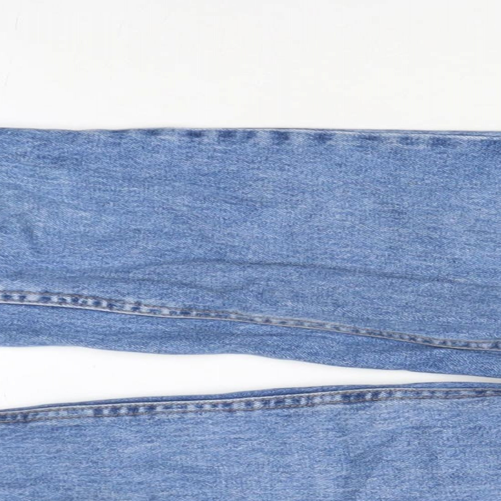 Pull&Bear Womens Blue Cotton Straight Jeans Size 23 in L26 in Regular Zip