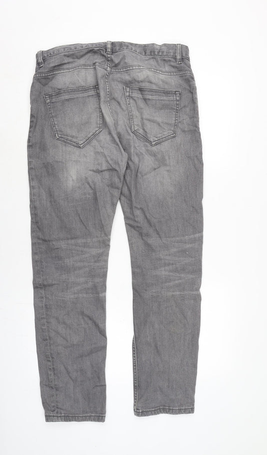NEXT Mens Grey Cotton Blend Straight Jeans Size 33 in L29 in Regular Zip
