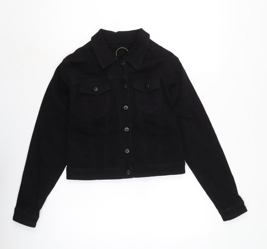 MS Jeans Womens Black Biker Jacket Size XL Button