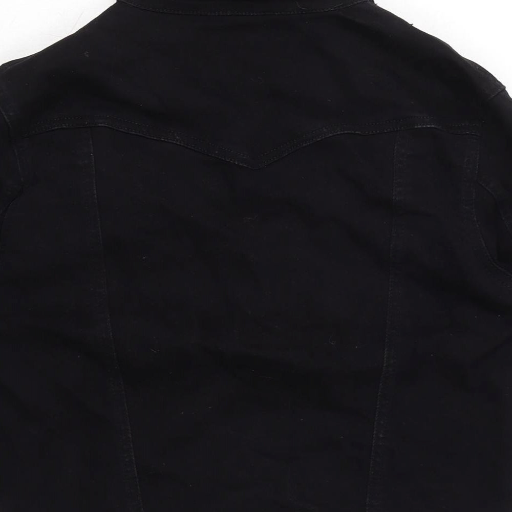 MS Jeans Womens Black Biker Jacket Size XL Button