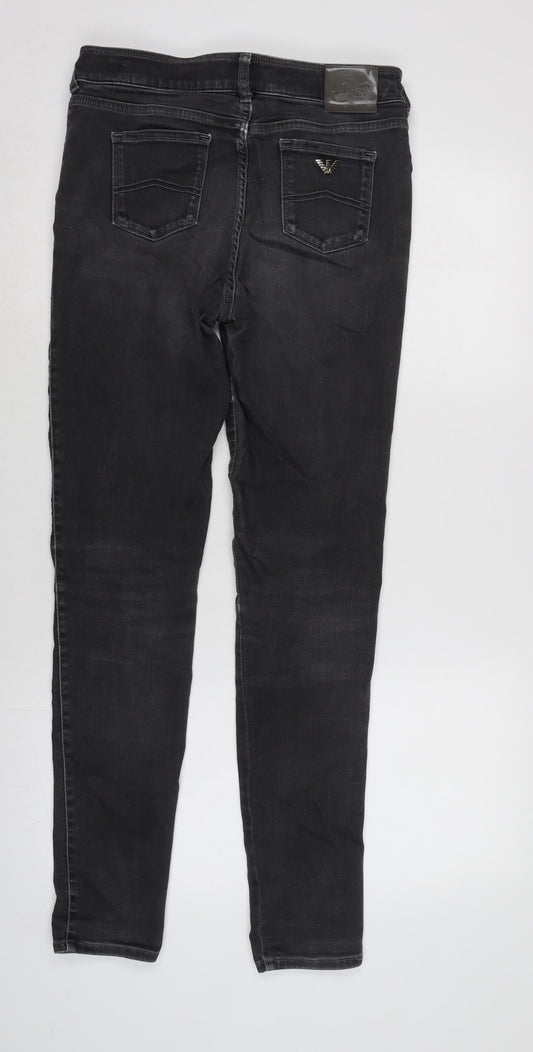 ARMANI Womens Grey Cotton Blend Tapered Jeans Size 29 in L31 in Regular Zip