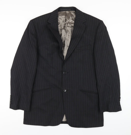 Marks and Spencer Mens Grey Striped Wool Jacket Blazer Size 38 Regular