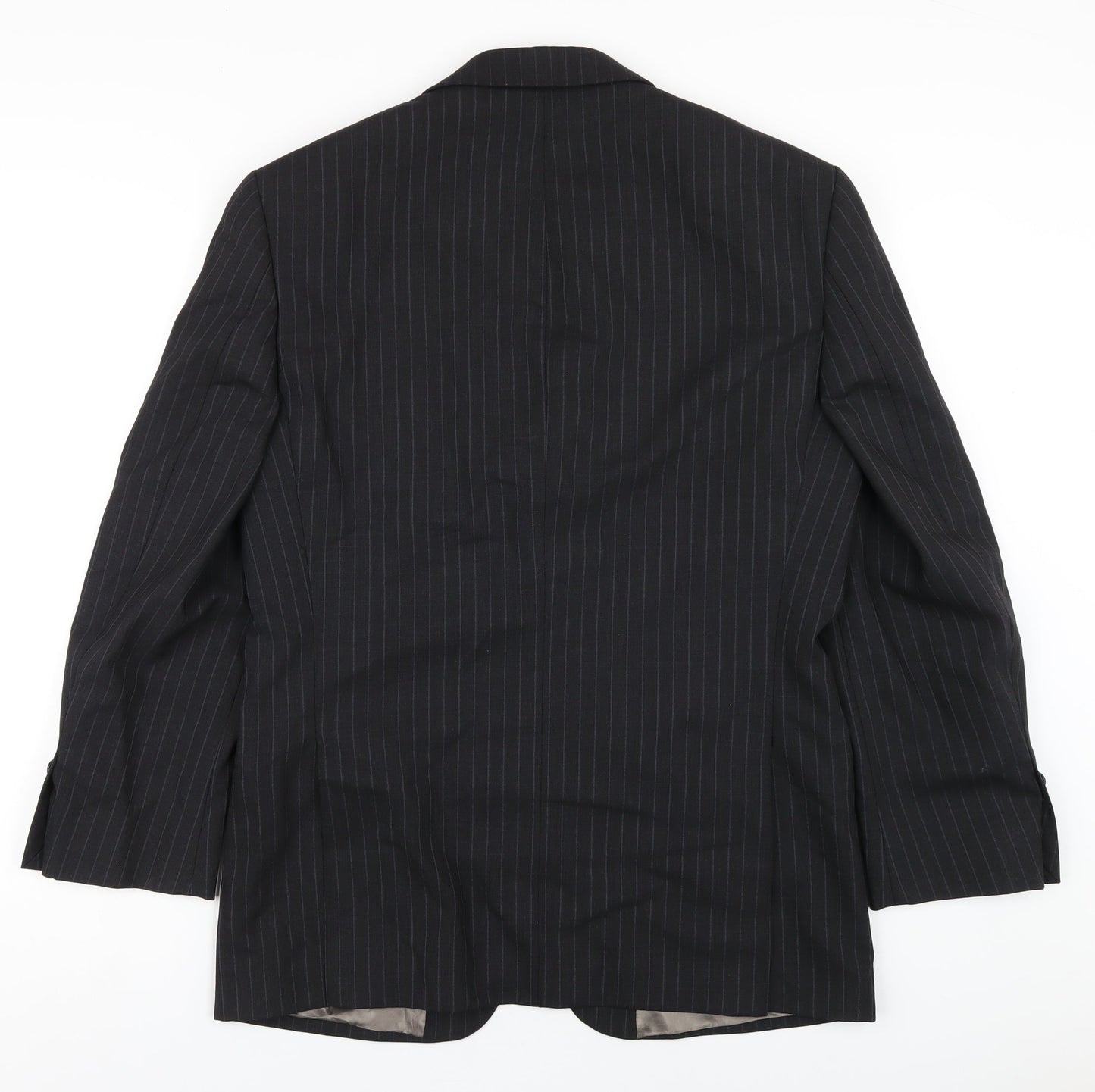 Marks and Spencer Mens Grey Striped Wool Jacket Blazer Size 38 Regular