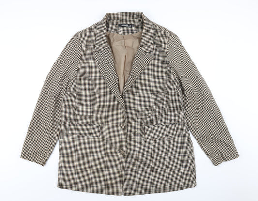 Missguided Womens Brown Geometric Jacket Blazer Size 14 Button