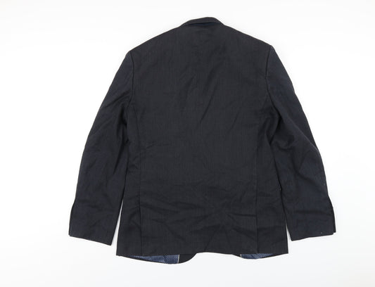 Fellini Mens Blue Polyester Jacket Blazer Size 38 Regular