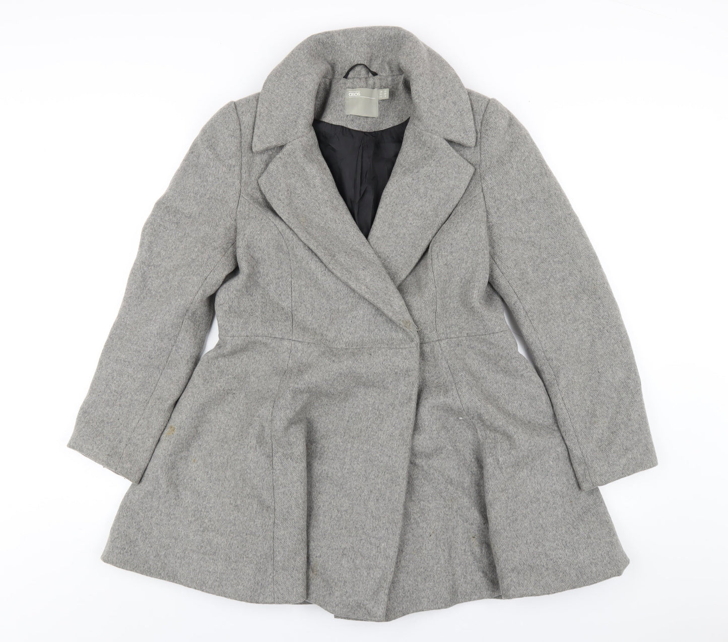 ASOS Womens Grey Pea Coat Coat Size 10 Button