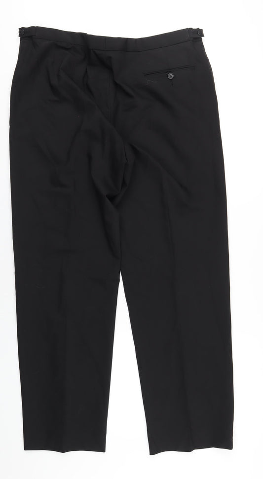 Marks and Spencer Mens Black Polyester Tuxedo Suit Trousers Size 40 Regular