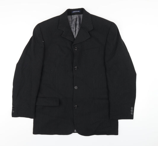 River Island Mens Black Striped Wool Jacket Blazer Size 38 Regular