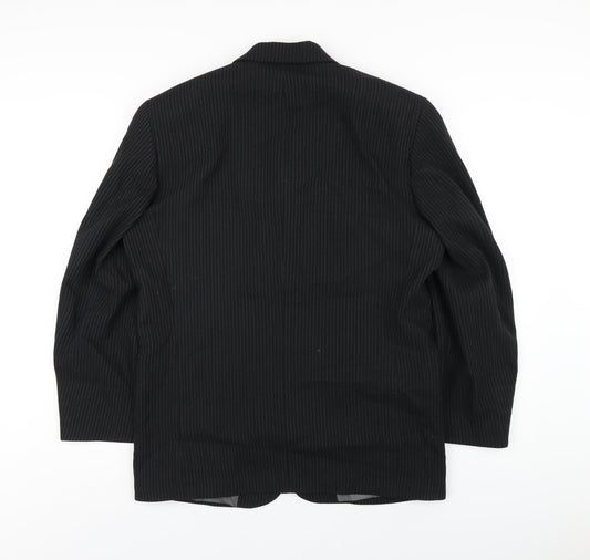 River Island Mens Black Striped Wool Jacket Blazer Size 38 Regular