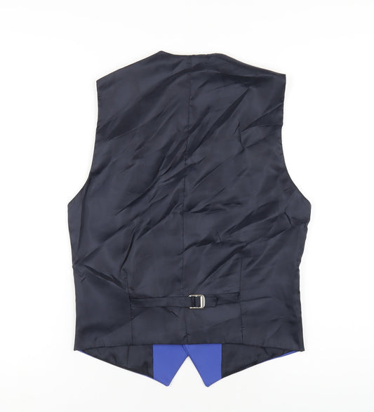 Boohoo Mens Blue Polyester Jacket Suit Waistcoat Size 36 Regular