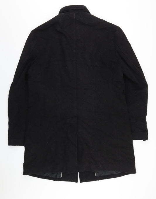 Marks and Spencer Mens Black Overcoat Coat Size M Button