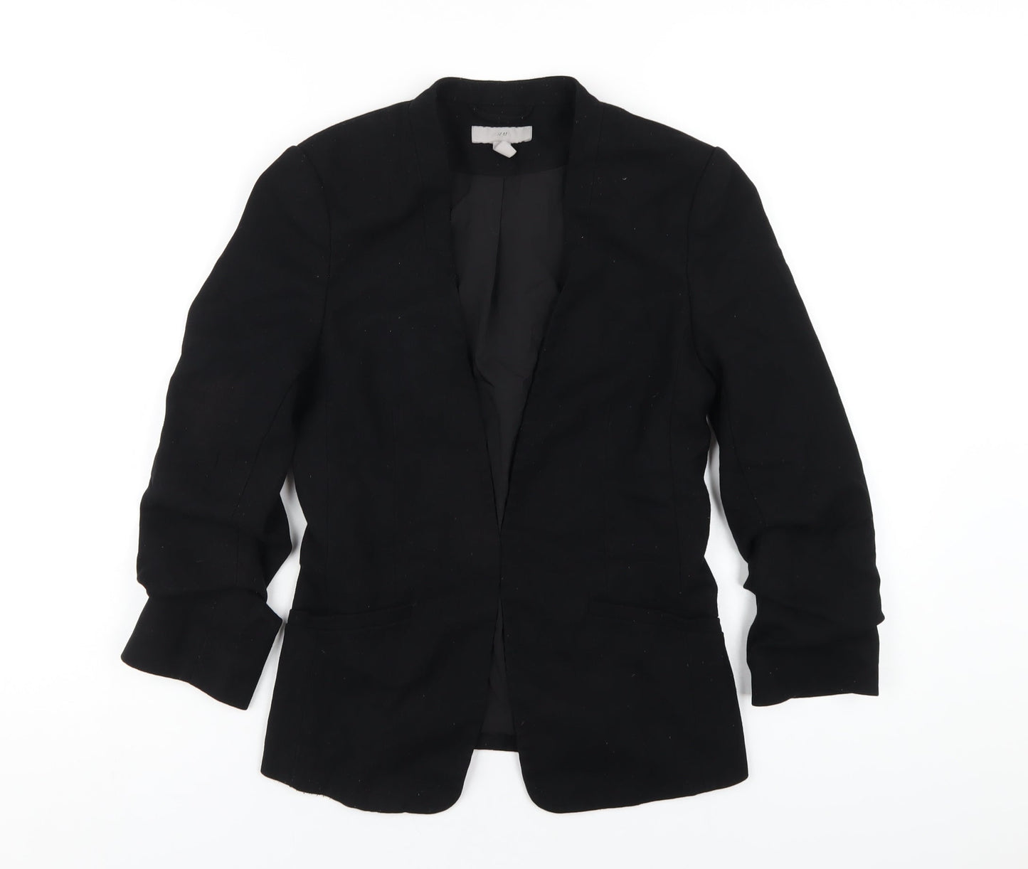 H&M Womens Black Polyester Jacket Blazer Size 8