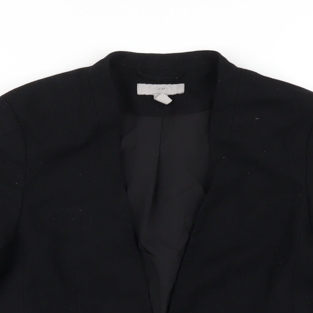 H&M Womens Black Polyester Jacket Blazer Size 8