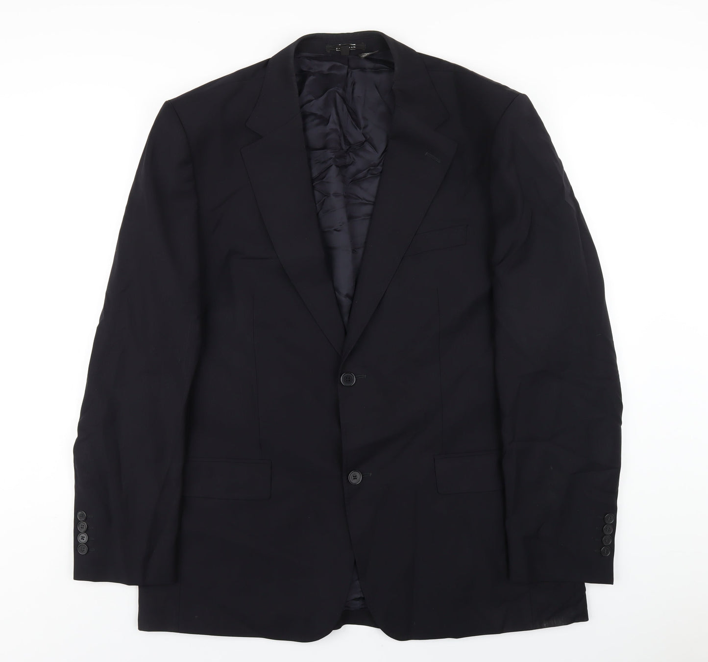 Zara Mens Blue Polyester Jacket Blazer Size 46 Regular