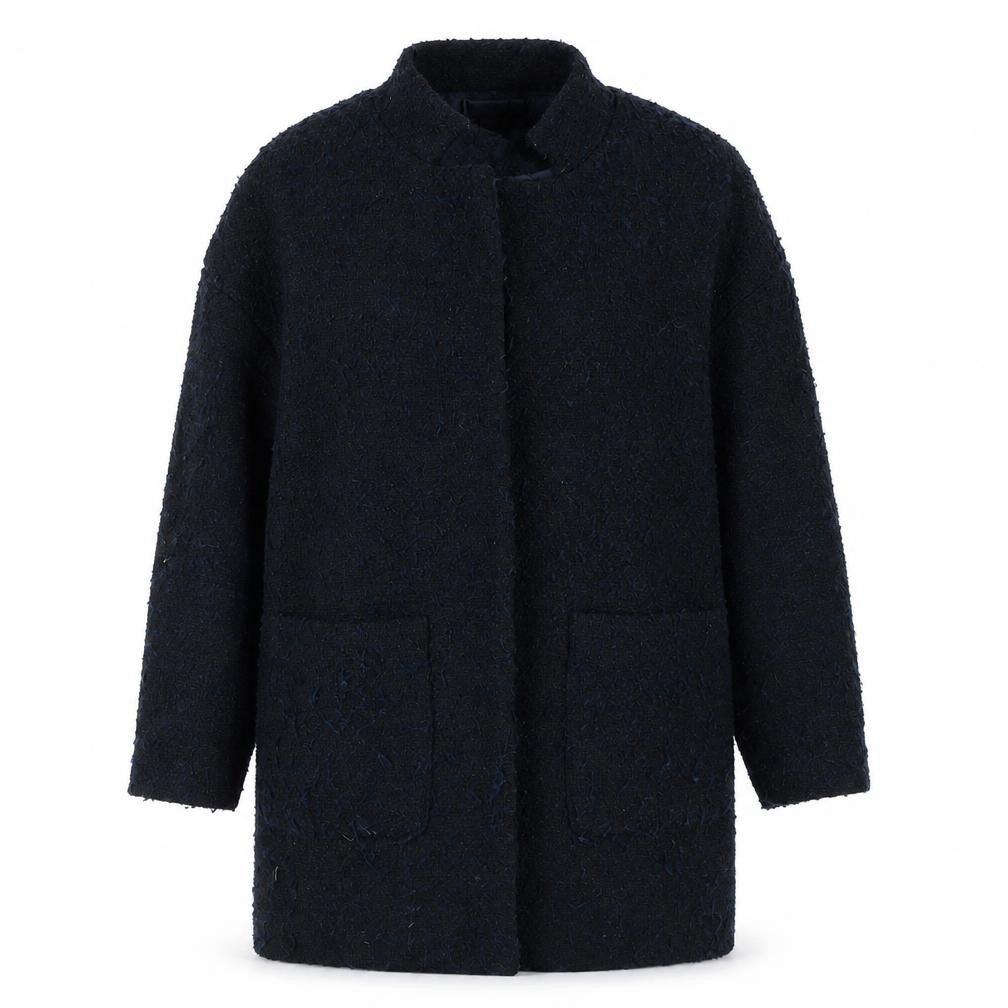 H&M Womens Blue Overcoat Coat Size 4 Snap