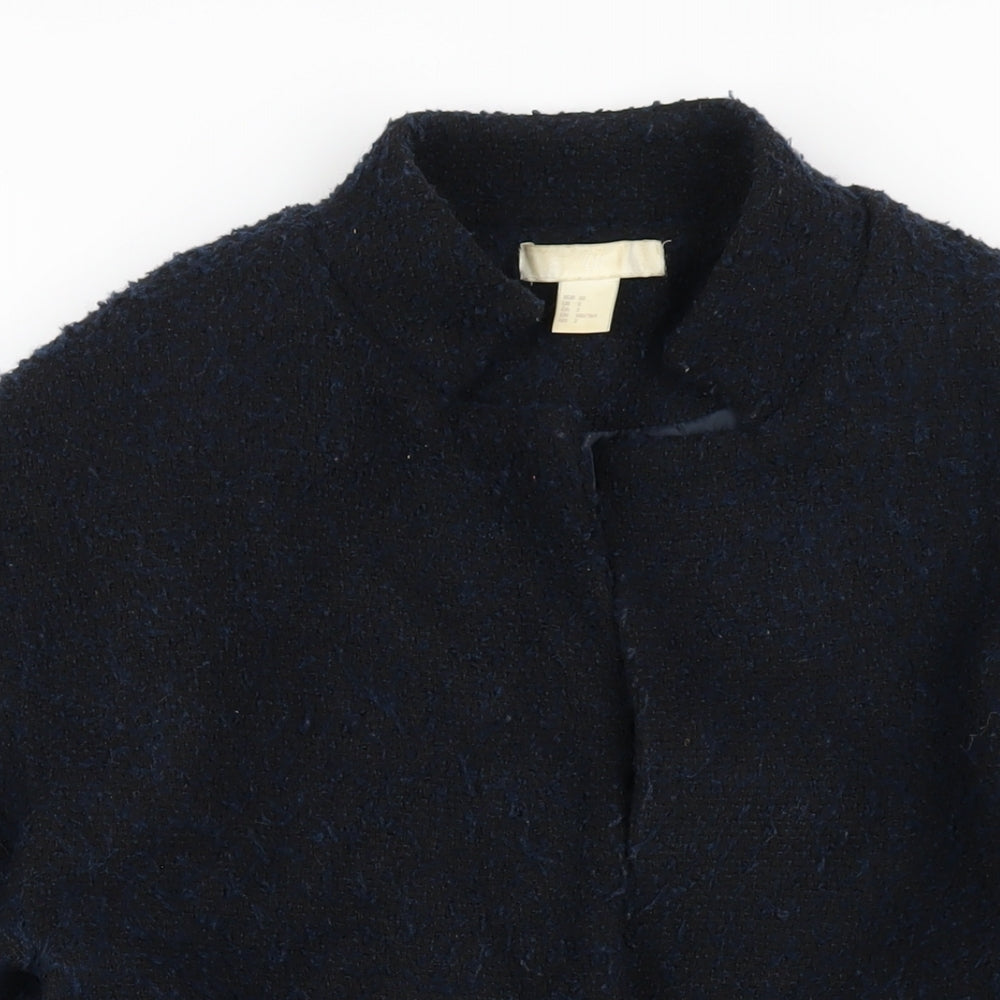 H&M Womens Blue Overcoat Coat Size 4 Snap