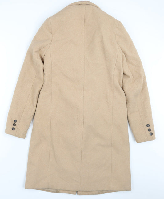 New Look Womens Beige Overcoat Coat Size 8 Button