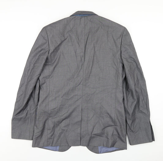 Cedar Wood State Mens Grey Polyester Jacket Blazer Size 40 Regular