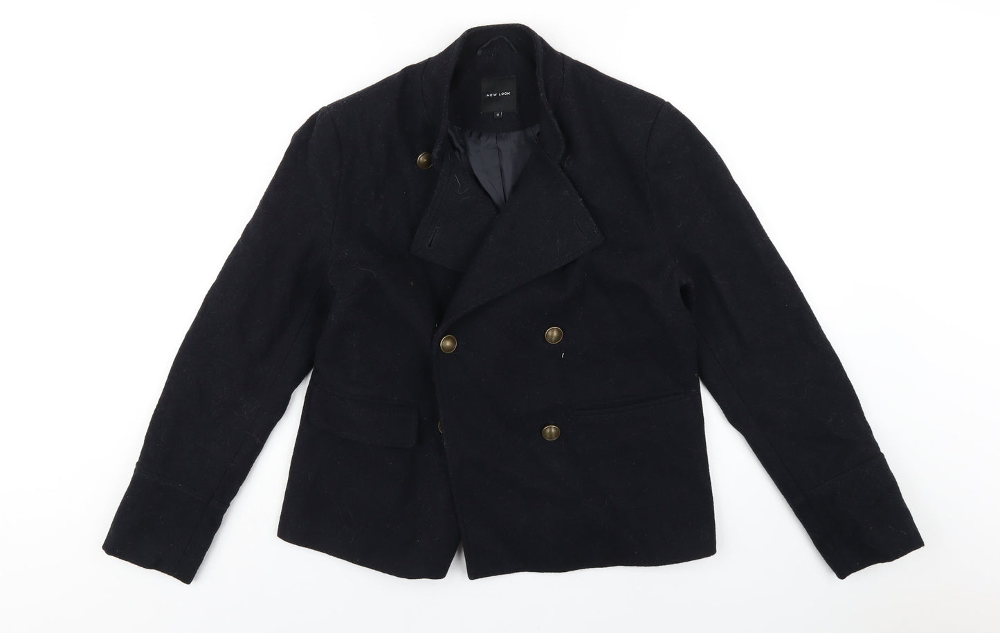 New Look Womens Blue Overcoat Coat Size 12 Button