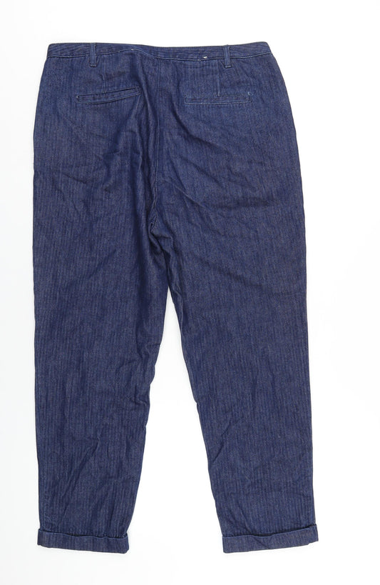 United Colors of Benetton Womens Blue Cotton Mom Jeans Size 14 L27 in Regular Zip