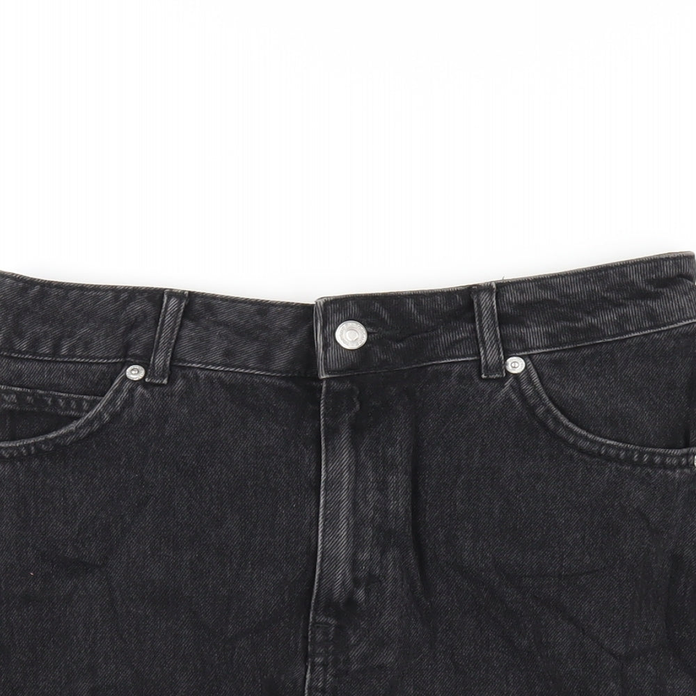 Topshop Womens Black Cotton A-Line Skirt Size 10 Zip