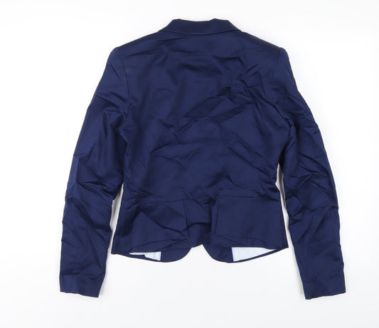 H&M Womens Blue Cotton Jacket Blazer Size 10
