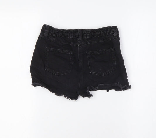 NEXT Girls Black 100% Cotton Bermuda Shorts Size 9 Years Regular - Raw Hem