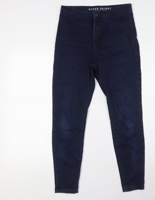 Marks and Spencer Womens Blue Cotton Skinny Jeans Size 12 L26 in Slim Button