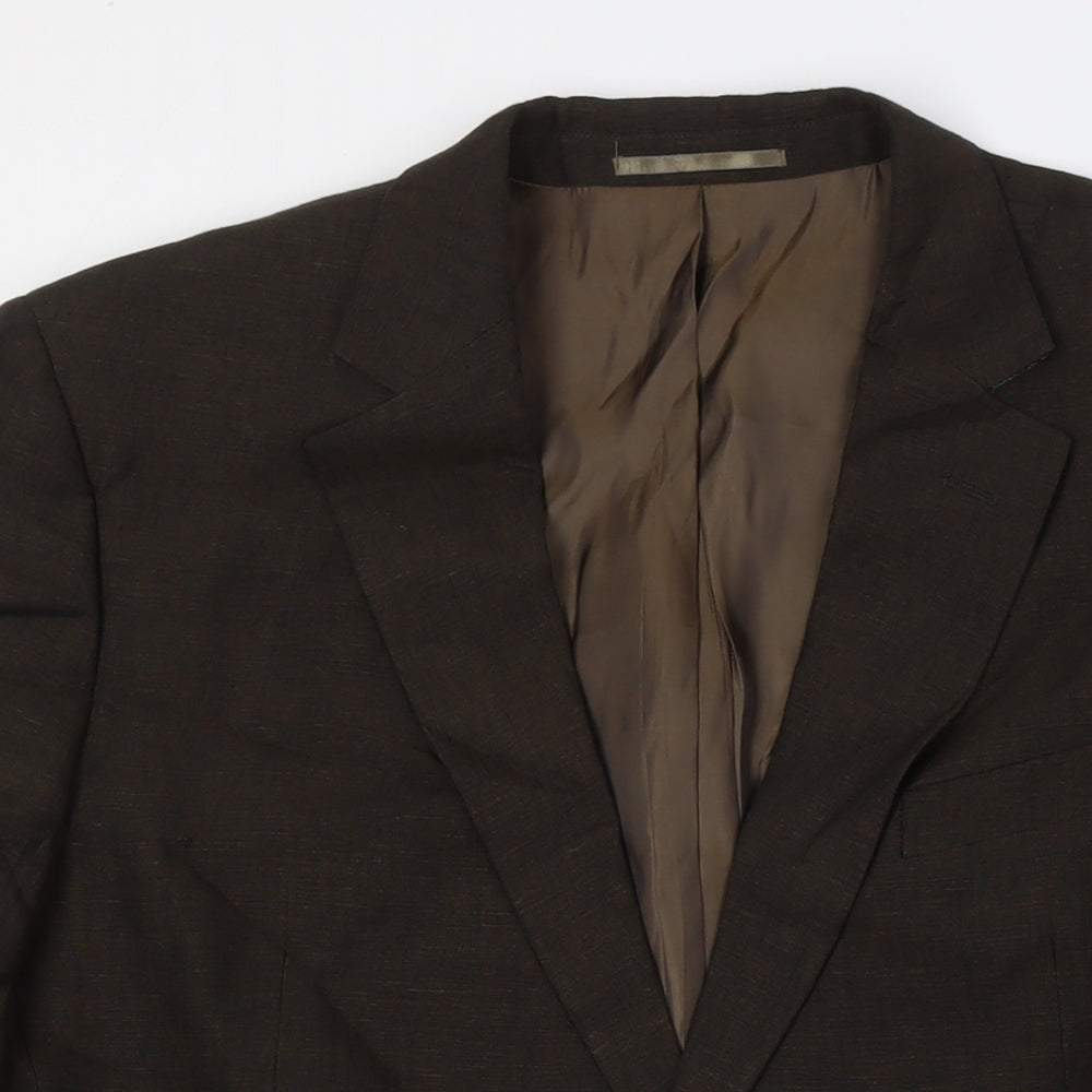 John Lewis Mens Brown Linen Jacket Suit Jacket Size 42 Big & Tall