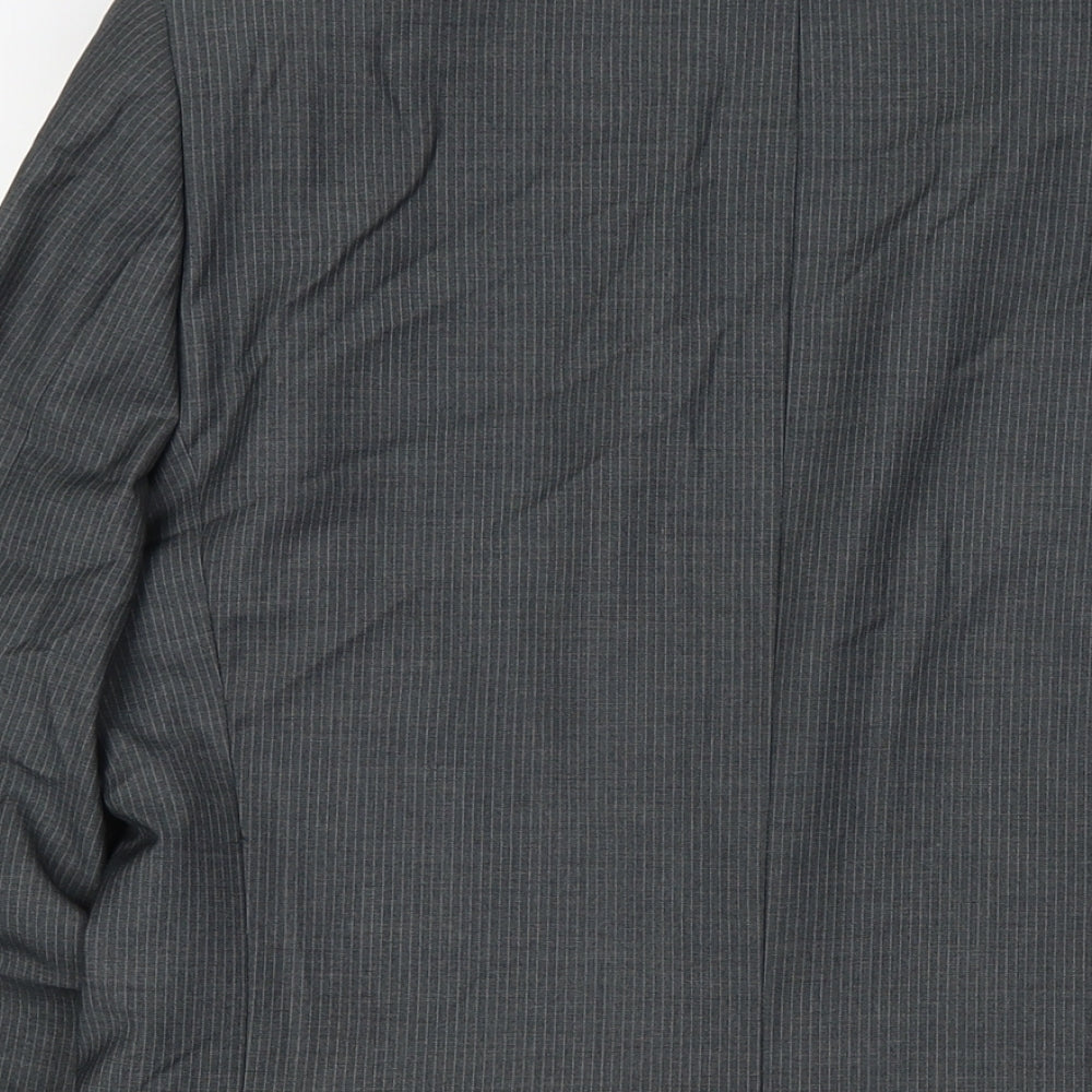 Butler& Webb Mens Grey Striped Polyester Jacket Suit Jacket Size 36 Regular