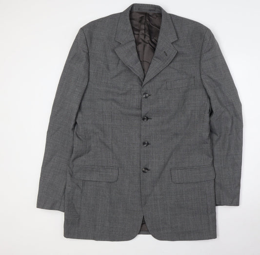 Candidate Mens Grey Polyester Jacket Suit Jacket Size 40 Big & Tall