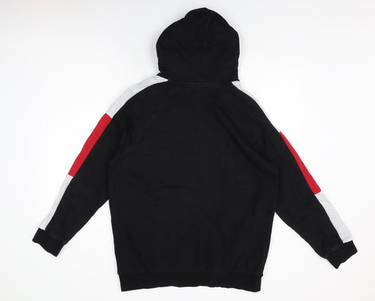 ASSDY Mens Black Cotton Pullover Hoodie Size L