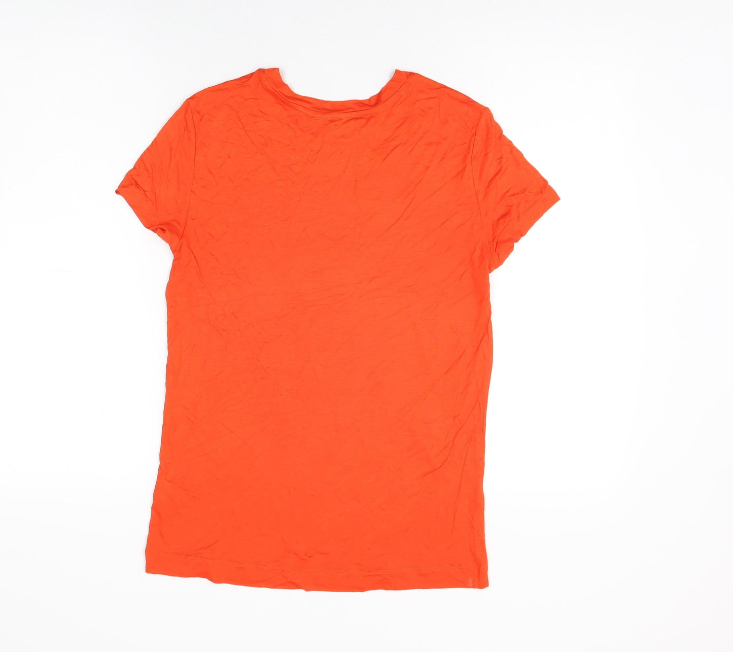 Zara Womens Red Viscose Basic T-Shirt Size L Round Neck
