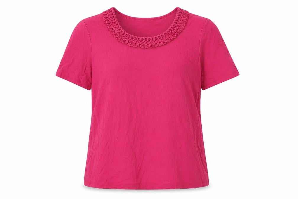 Marks and Spencer Womens Pink Viscose Basic T-Shirt Size 18 Round Neck