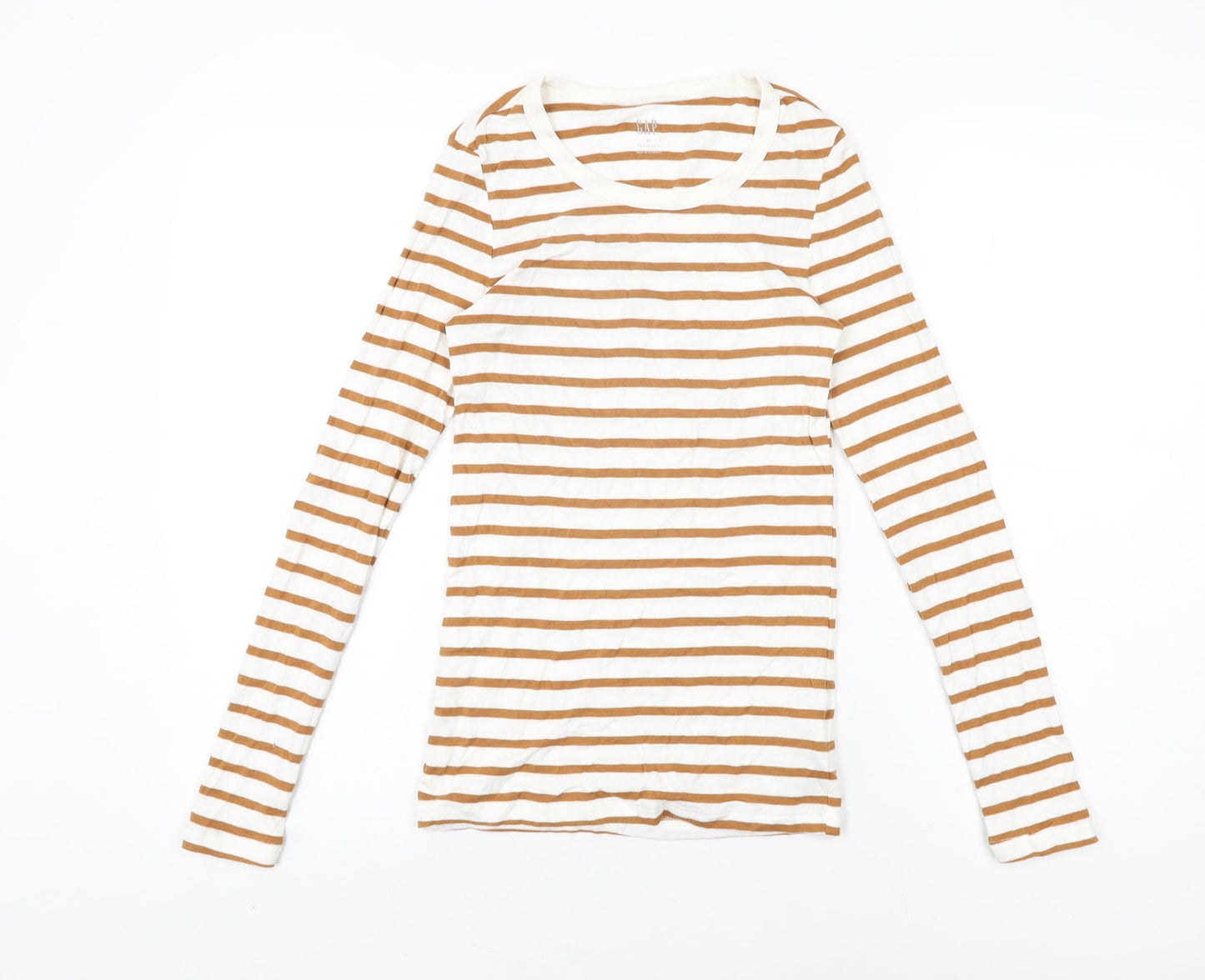 Gap Womens White Striped Cotton Basic T-Shirt Size XS Round Neck