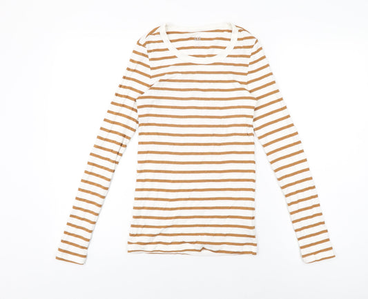 Gap Womens White Striped Cotton Basic T-Shirt Size XS Round Neck