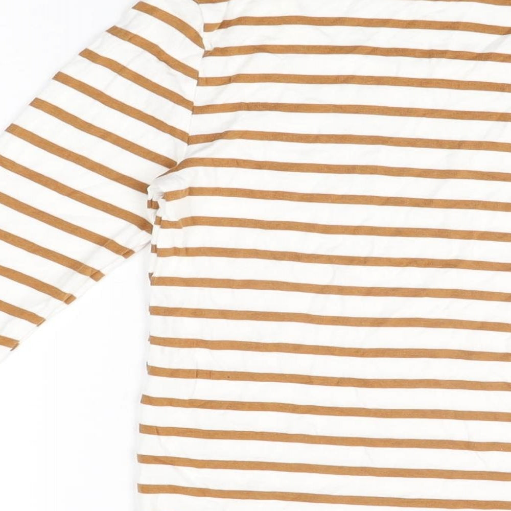Gap Womens White Striped Cotton Basic T-Shirt Size XS Round Neck