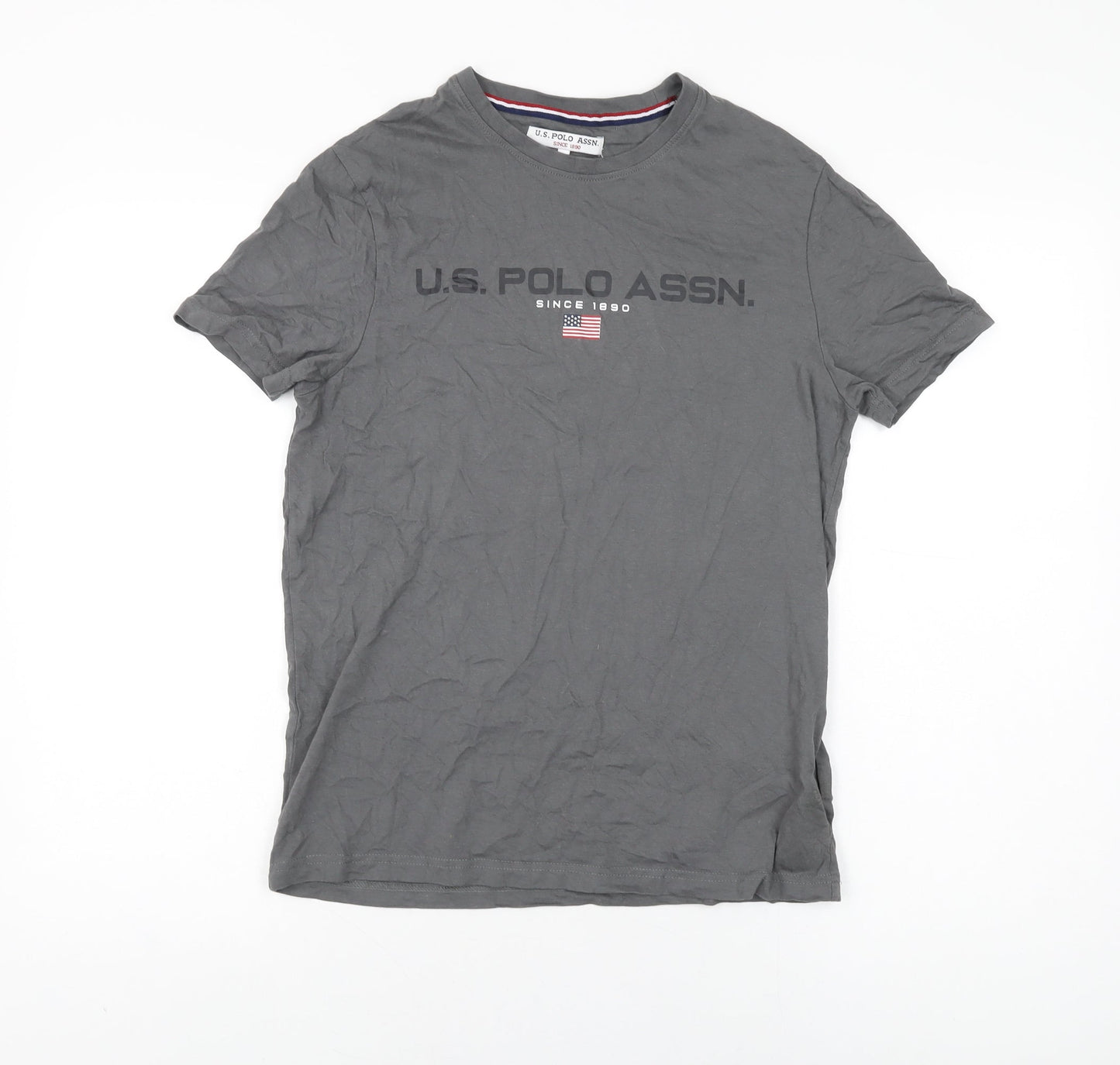 US Polo Assn. Mens Grey Cotton T-Shirt Size S Round Neck
