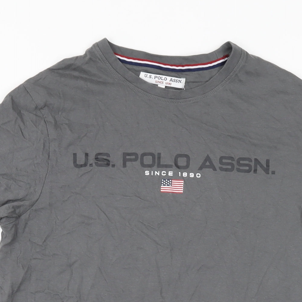 US Polo Assn. Mens Grey Cotton T-Shirt Size S Round Neck
