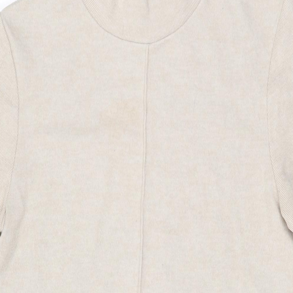Zara Womens Beige Cotton Shift Size M High Neck Pullover