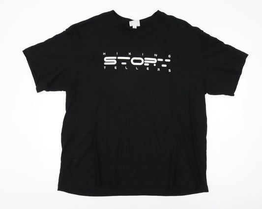 H&M Mens Black Cotton T-Shirt Size XL Round Neck