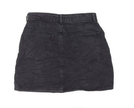 Denim & Co. Womens Black Cotton Mini Skirt Size 10 Zip - Pockets
