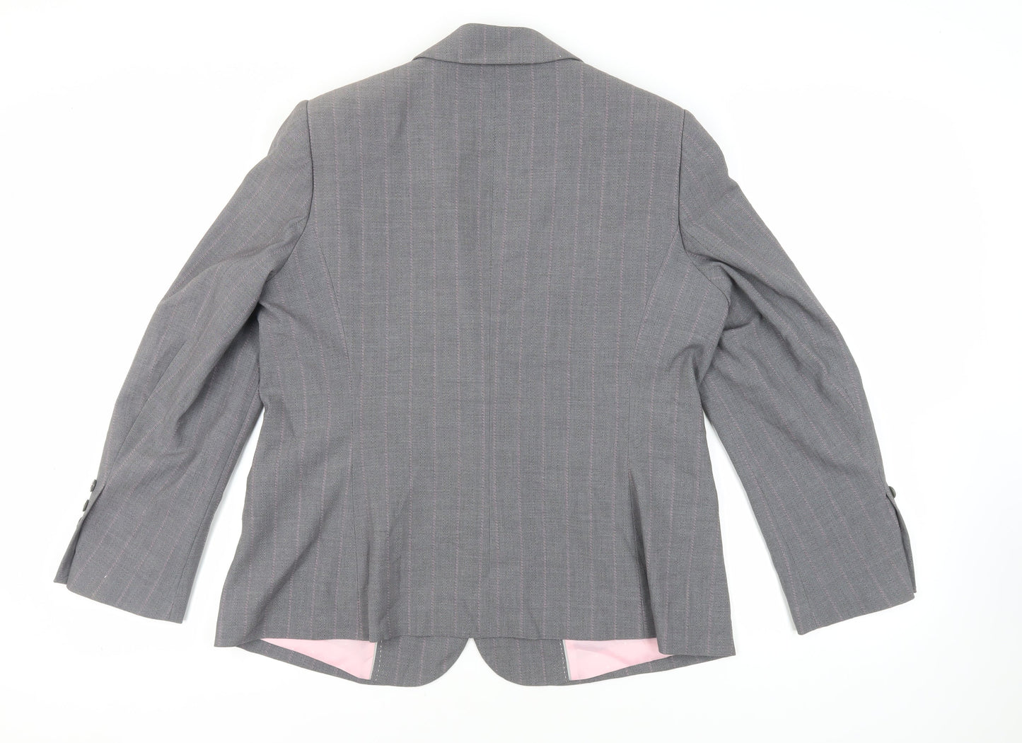 Marks and Spencer Womens Grey Striped Jacket Blazer Size 18 Button
