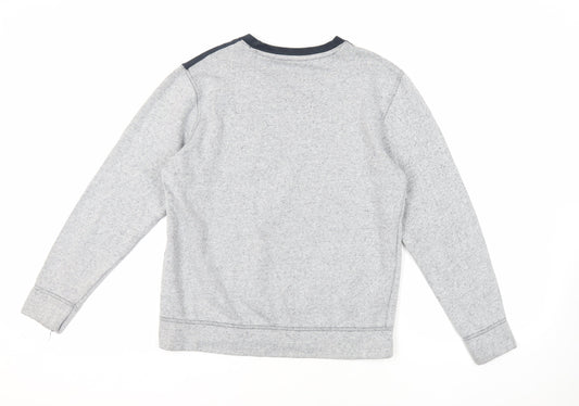 Flip Back Boys Grey Cotton Pullover Sweatshirt Size 15-16 Years Pullover