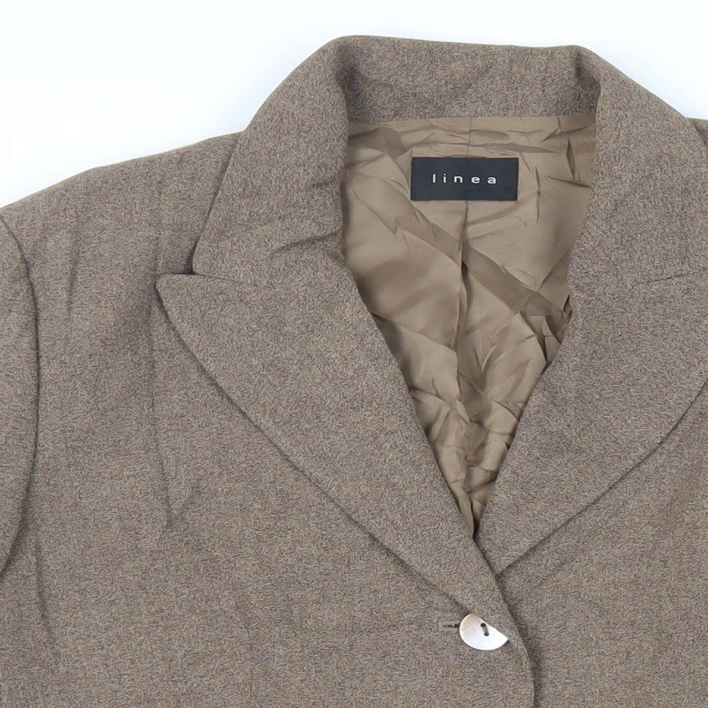 Linea Womens Brown Jacket Blazer Size 12 Button
